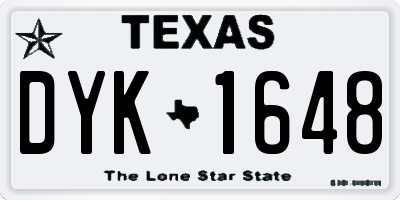 TX license plate DYK1648
