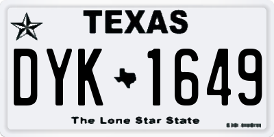 TX license plate DYK1649