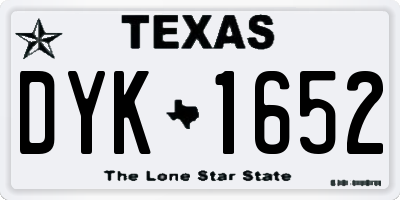 TX license plate DYK1652