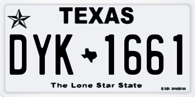 TX license plate DYK1661