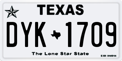 TX license plate DYK1709