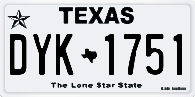 TX license plate DYK1751