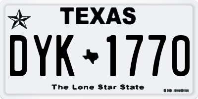 TX license plate DYK1770