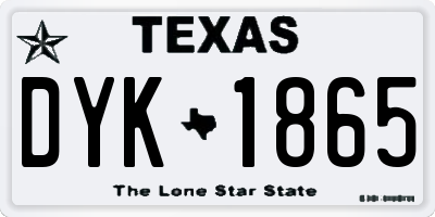 TX license plate DYK1865