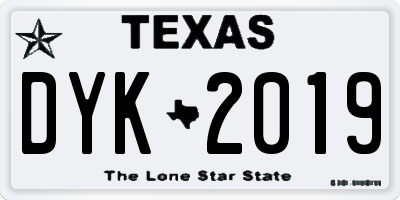TX license plate DYK2019