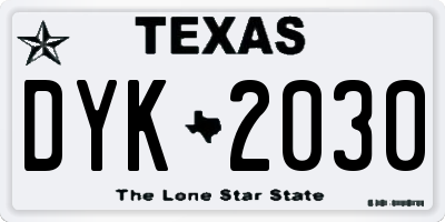 TX license plate DYK2030
