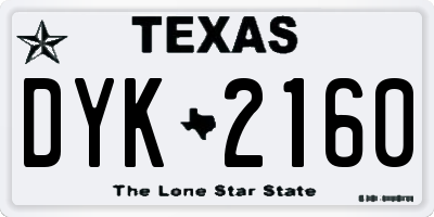 TX license plate DYK2160