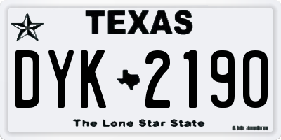 TX license plate DYK2190