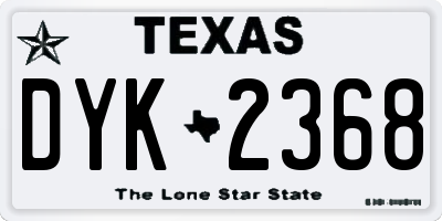 TX license plate DYK2368