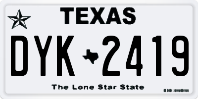 TX license plate DYK2419