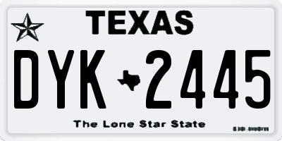 TX license plate DYK2445