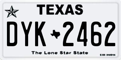 TX license plate DYK2462
