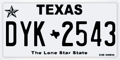 TX license plate DYK2543