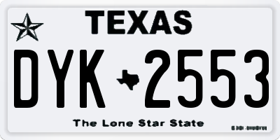 TX license plate DYK2553