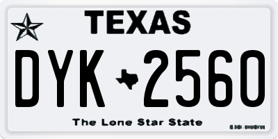 TX license plate DYK2560