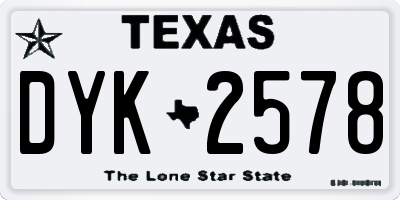 TX license plate DYK2578