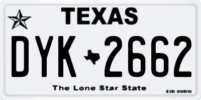 TX license plate DYK2662