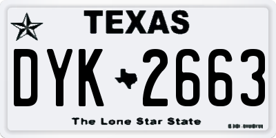 TX license plate DYK2663