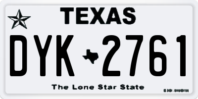 TX license plate DYK2761