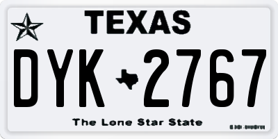 TX license plate DYK2767