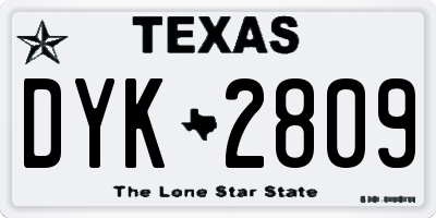 TX license plate DYK2809