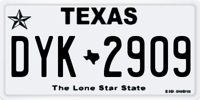 TX license plate DYK2909