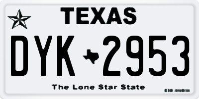 TX license plate DYK2953