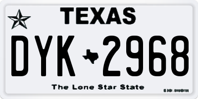 TX license plate DYK2968