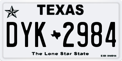 TX license plate DYK2984