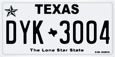 TX license plate DYK3004