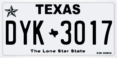 TX license plate DYK3017