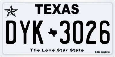 TX license plate DYK3026