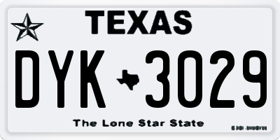 TX license plate DYK3029