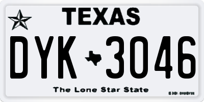 TX license plate DYK3046