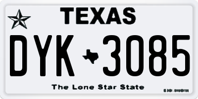 TX license plate DYK3085