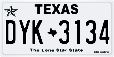 TX license plate DYK3134