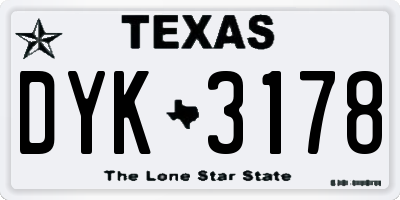 TX license plate DYK3178