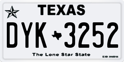 TX license plate DYK3252