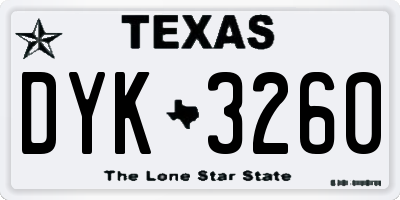 TX license plate DYK3260