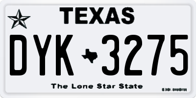 TX license plate DYK3275