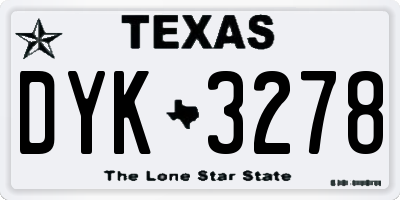 TX license plate DYK3278