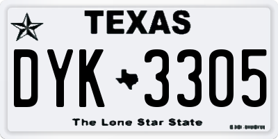 TX license plate DYK3305