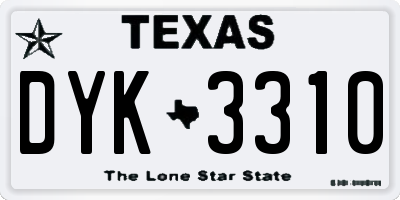TX license plate DYK3310