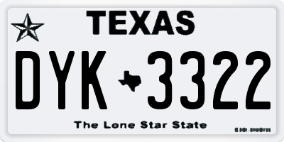 TX license plate DYK3322