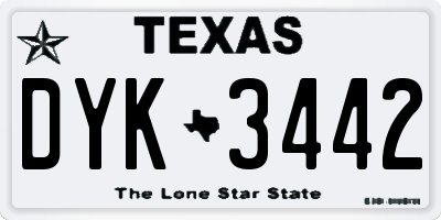 TX license plate DYK3442