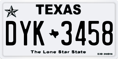 TX license plate DYK3458