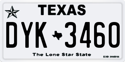 TX license plate DYK3460