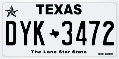 TX license plate DYK3472