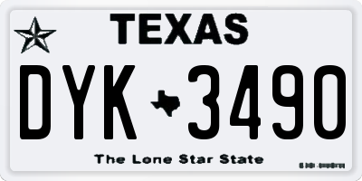 TX license plate DYK3490