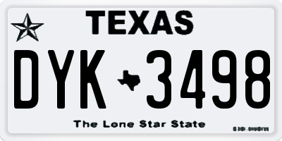 TX license plate DYK3498